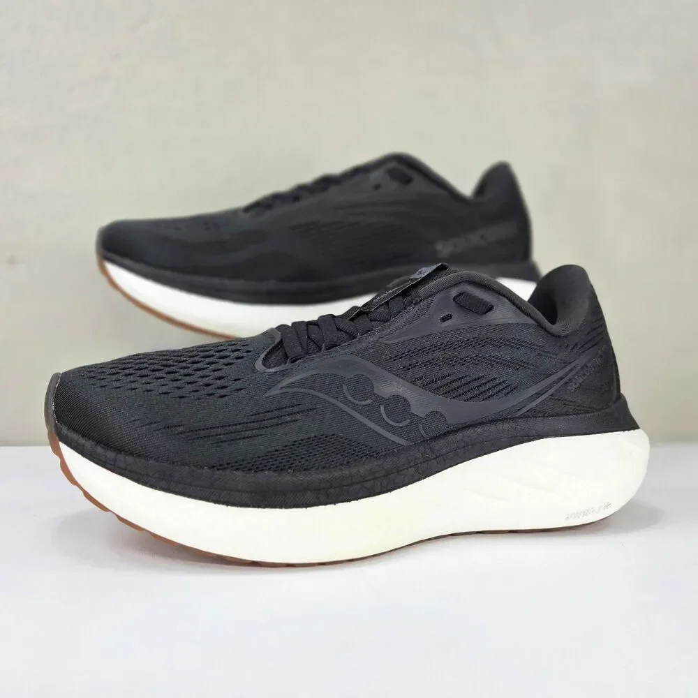 Saucony Ride 18 Black Gum Comfort Running Shoes S11000-101 Women's Sz 6.5